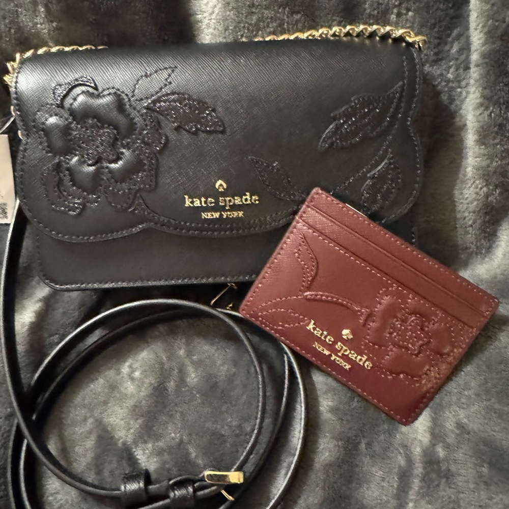 Kate Spade Black Floral Embossed Women's Bag - Picture 3 of 5